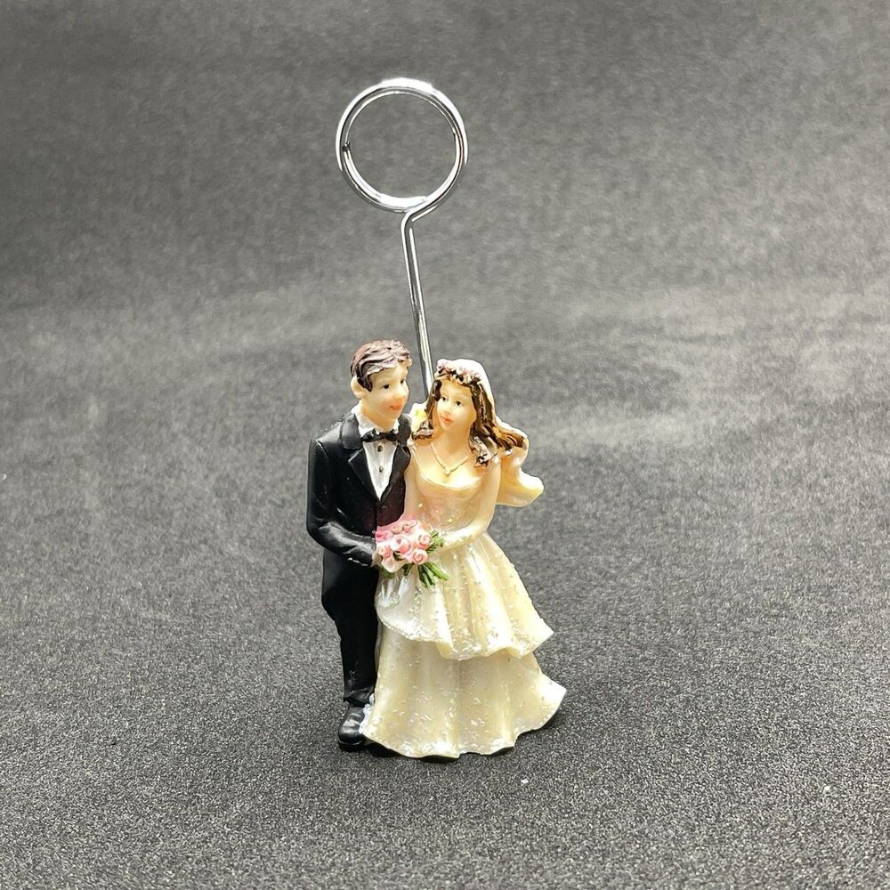VTG Wedding Couple Bride Groom Place Card Holder, Set of 10, 3 Broken